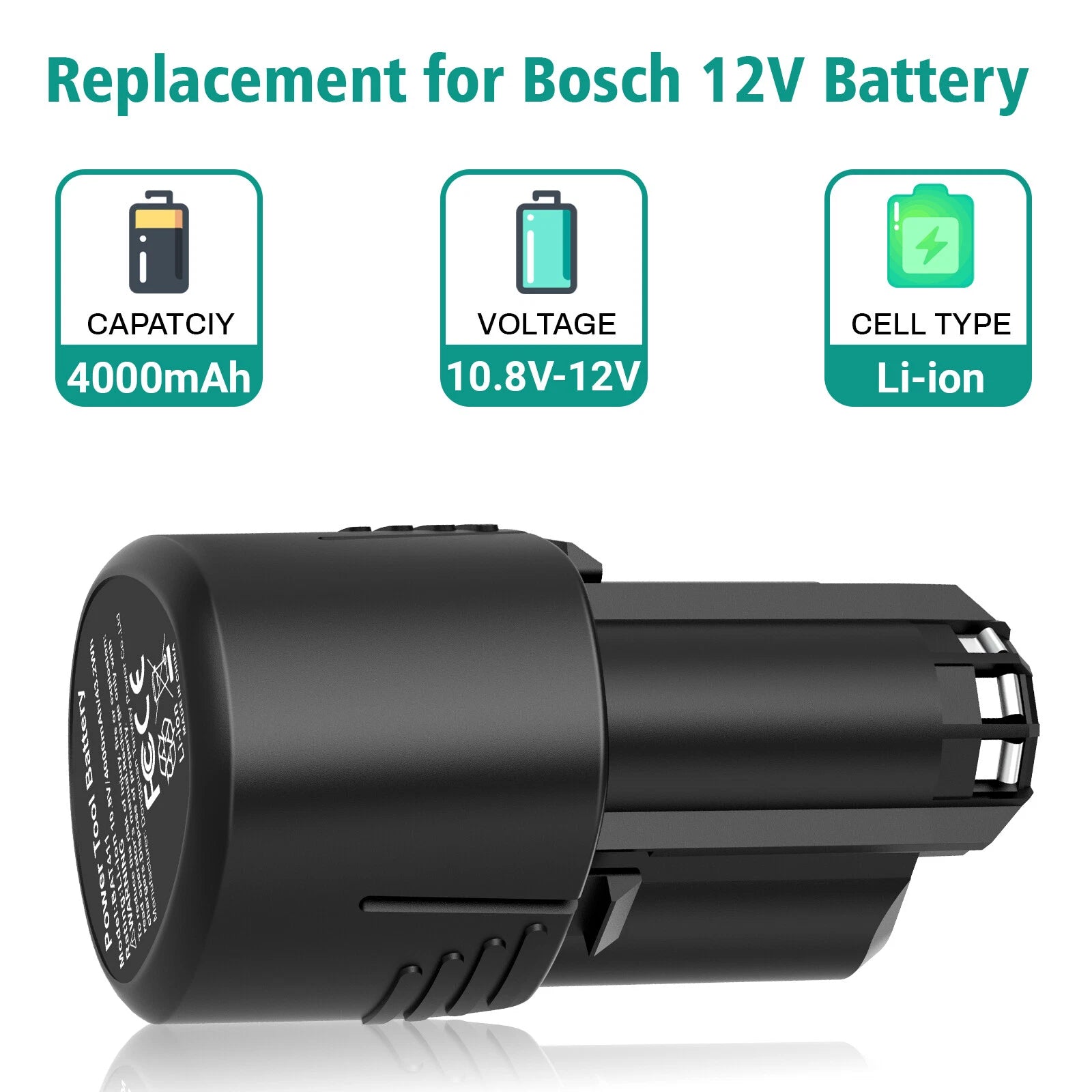 2x 4.0Ah Lithium Battery For Bosch BAT414 10.8V 12V MaxBAT411 BAT411A BAT412A