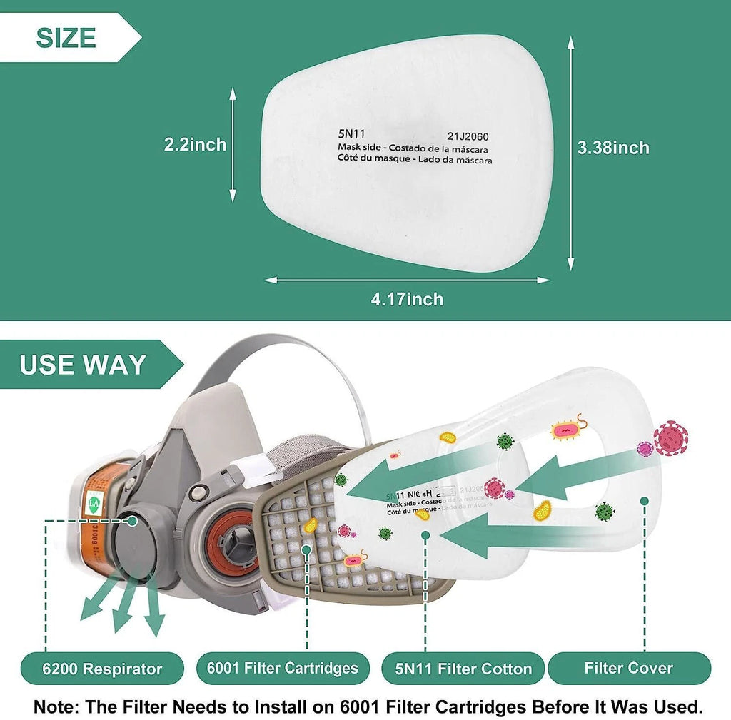 20X 5N11 Gas Mask Cotton Filter Replacement For 6200/6500/7502 Series Respirator