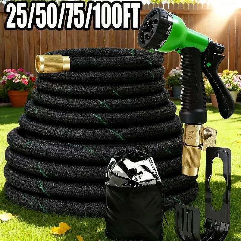 50FT 100FT Expandable Garden Water Hose Pipe w/ Spray Nozzle Flexible 3X Expand