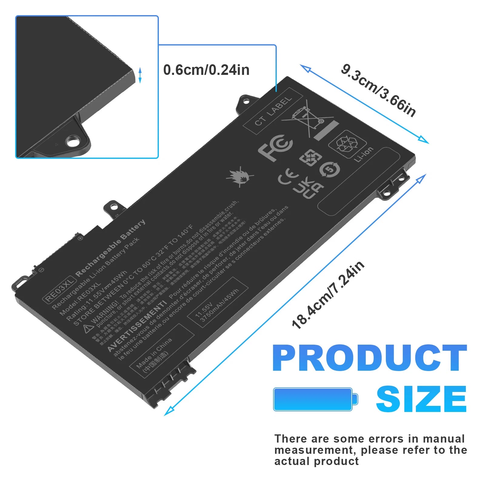 RE03XL Battery for HP ProBook 450 G6 G7, 440 G6 G7, 430 G6 G7, 455R G6 Laptop US
