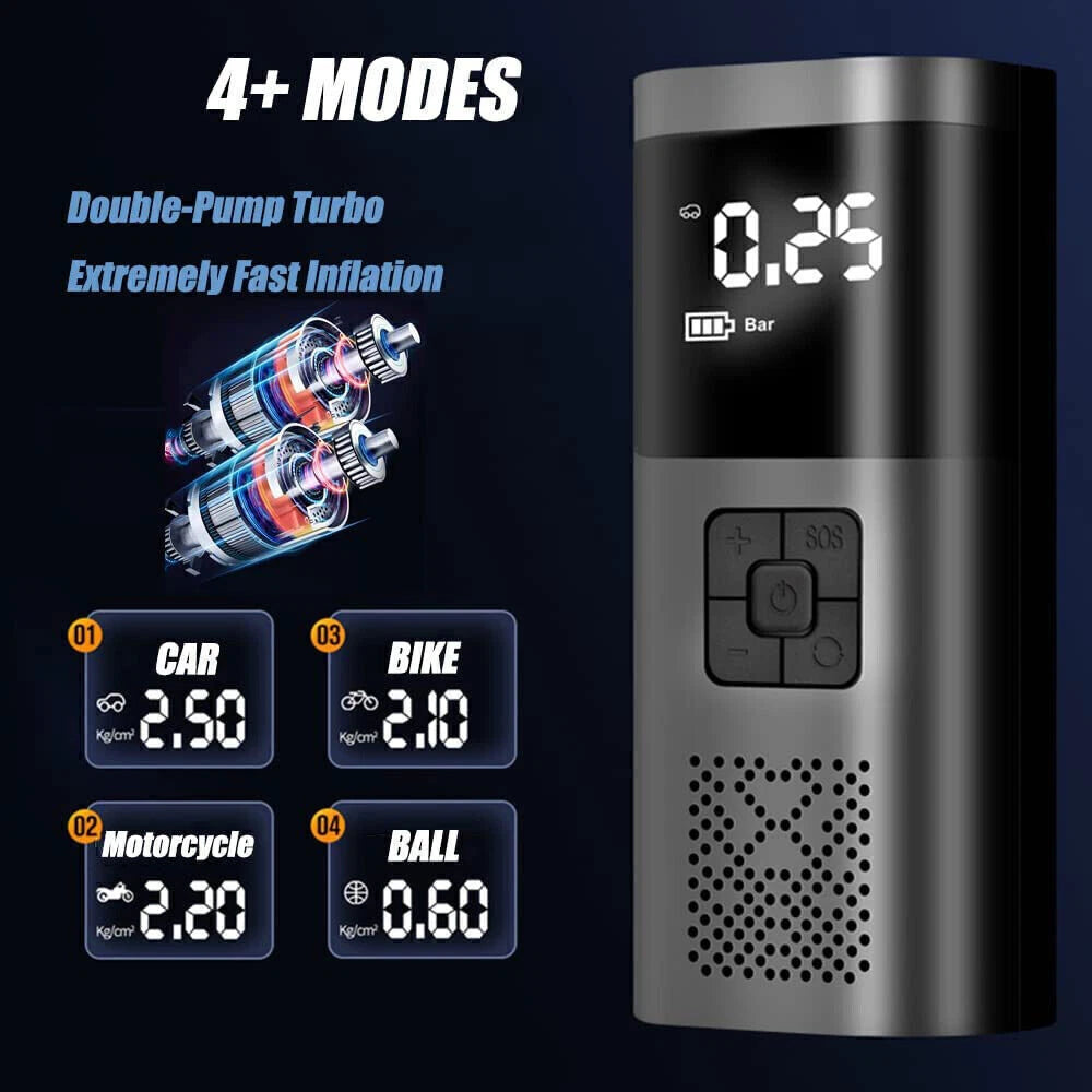 Cordless 12V Car Tire Inflator Pump Portable Digital Rechargeable Air Compressor