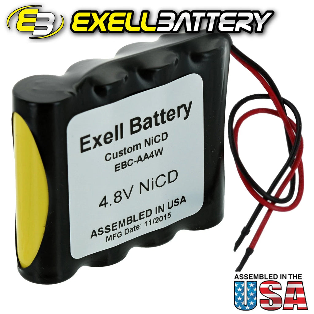 Exell 4.8V Custom NiCd 1000mAh Battery Pack w/ 5" AWG Bare Wire Leads