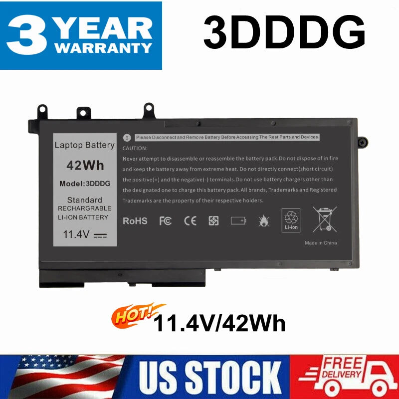 3DDDG Battery For Dell Latitude E5280 E5480 E5580 5590 Precision 3520 / Charger