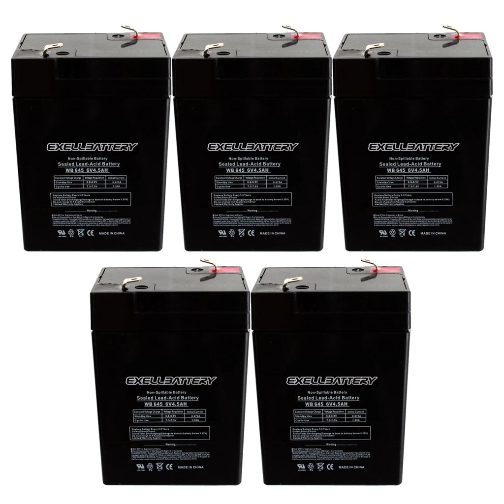 NEW 5pc Exell 6V 4.5Ah SLA Battery WB645 For UB645, D5733, PS640F