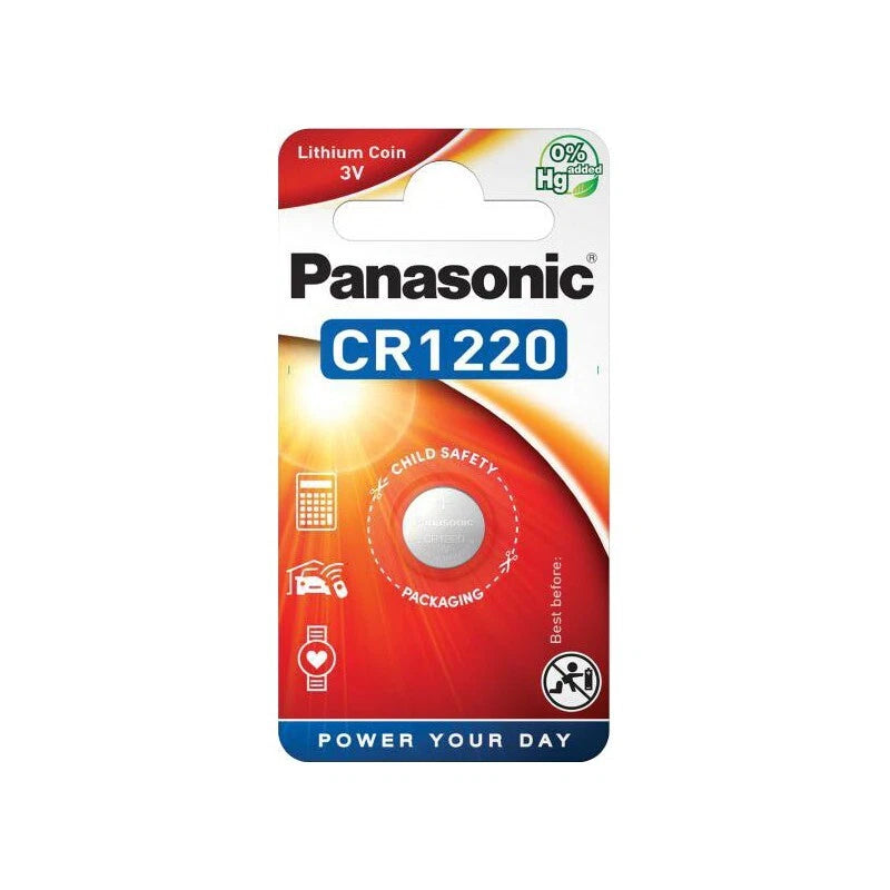 6 Pack Panasonic CR1220 1220 Lithium 3V Coin Cell Battery