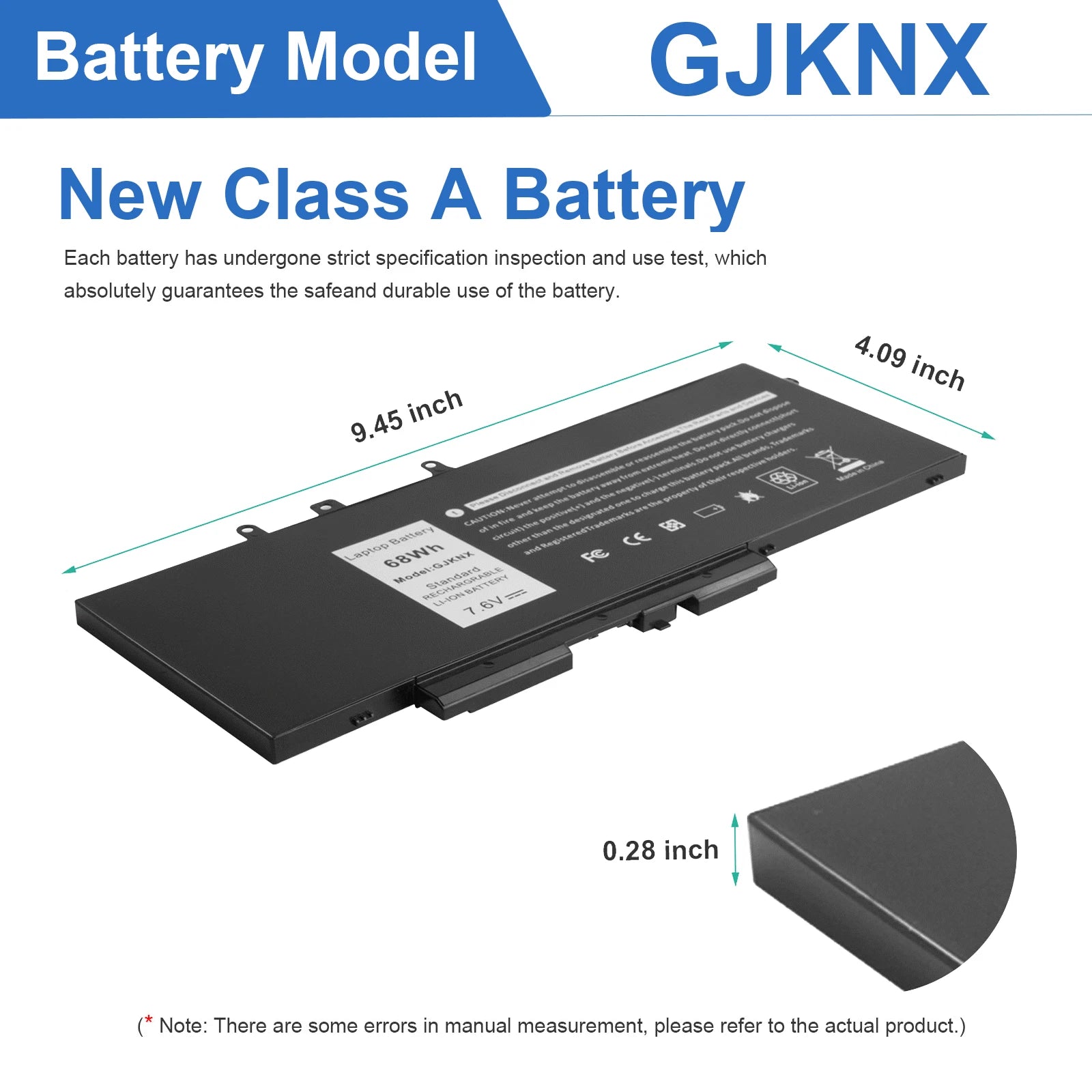 68Wh GJKNX GD1JP Battery for Dell Latitude 5480 5580 5490 5590 5591 Series 7.6V