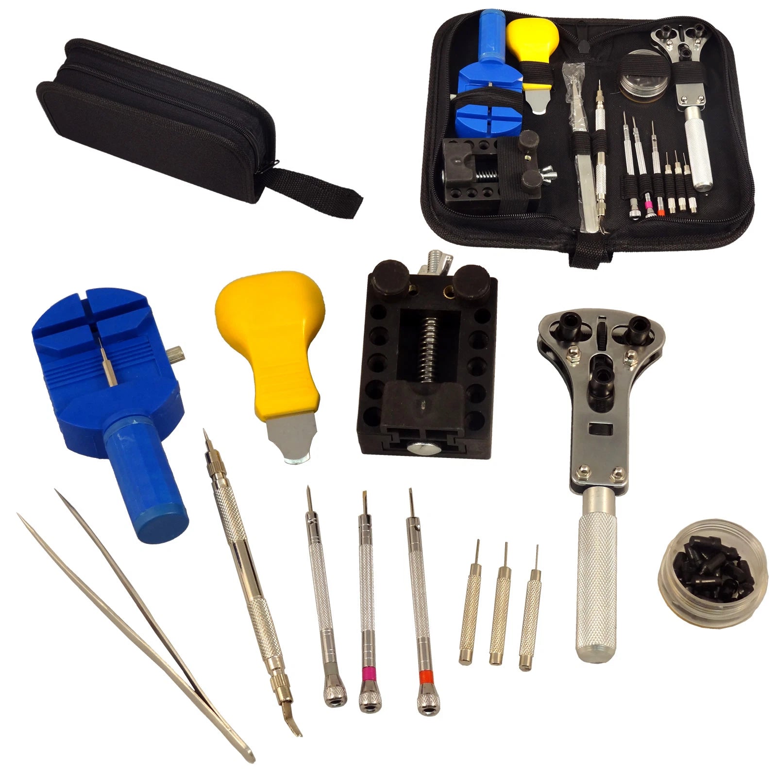 13 pc Watch Repair Tool Kit Zip Case Battery Opener Link Pin Remover Screwdriver
