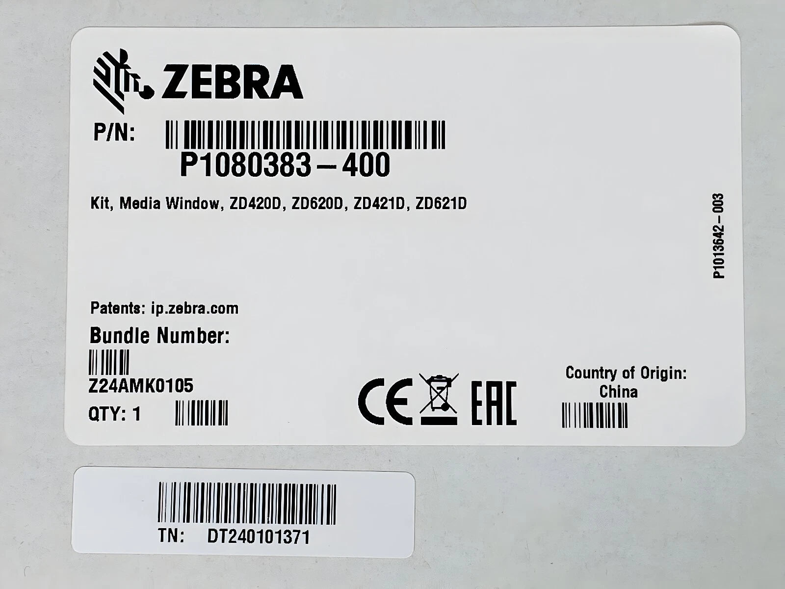NEW Zebra Media Window Kit P1080383-400 for ZD420D ZD421D ZD620D ZD621D Printers