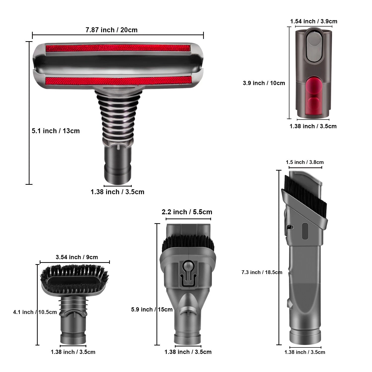 5Pcs Brush Attachments Kit for Dyson V6 Accessories Fit with DC16 DC24 DC34 DC59