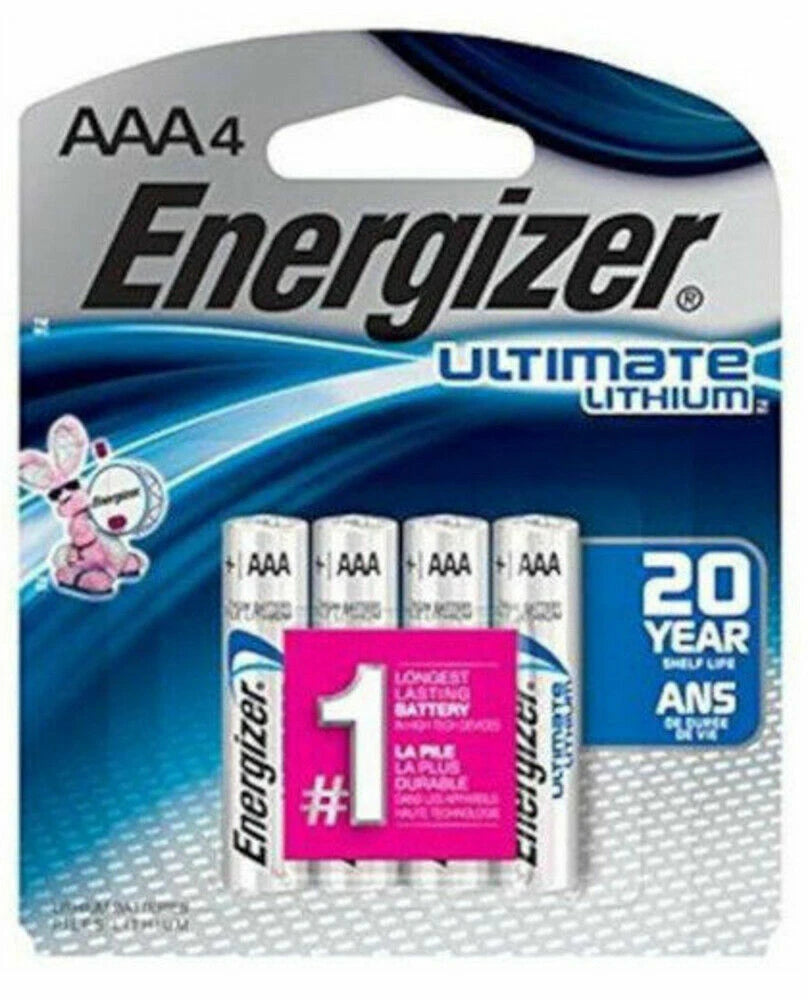 4 AAA Energizer Ultimate Lithium Batteries Longest Lasting Extreme With Holder