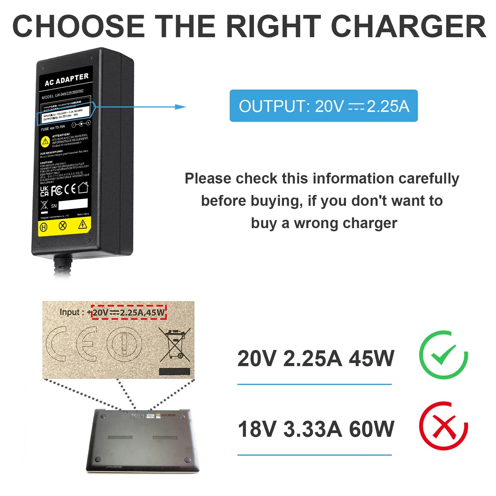 45W 20V AC Adapter For Lenovo IdeaPad 310 320 320S Charger ADL45WCC PA-1450-55LL