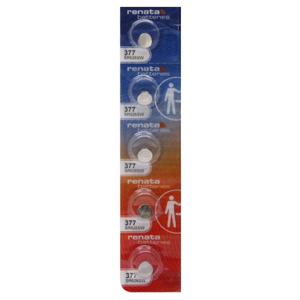 Renata 377 Swiss Made Watch 0% MERCURY Batteries (5 Pack)