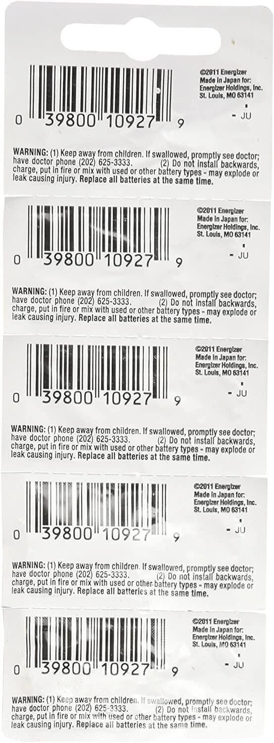 Energizer SR754W 393 Silver Oxide Watch Battery 5 Pack