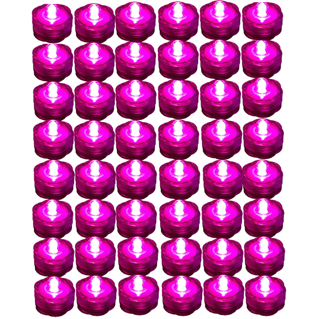 48 Pack PINK Submersible Waterproof Underwater Battery LED Tea Light~Wedding
