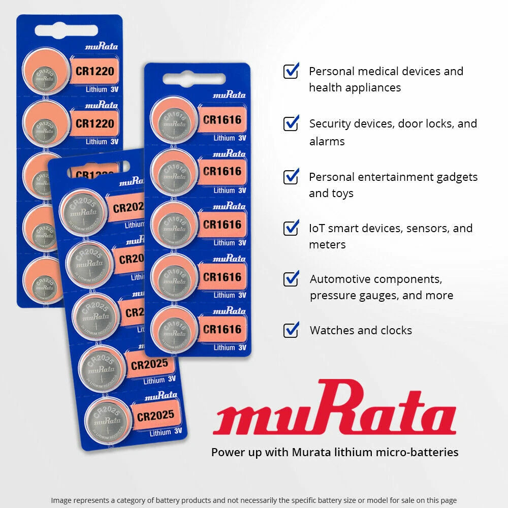Murata CR2016 Battery 3V Lithium Coin Cell (10 Count) - Replaces Sony CR2016