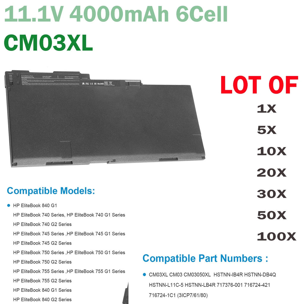 ??LOT CM03XL Battery For HP Elitebook 840 845 850 740 745 750 G1 G2 717376-001