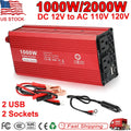 1000W 2000W Car Power Inverter DC 12V To AC 110V 2 AC Outlets RV Car Converter