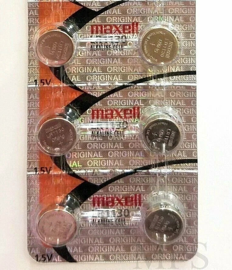 (6 piece) LR1130 Maxell 189 389 LR54 SR1130SW AG10 New Alkaline Battery