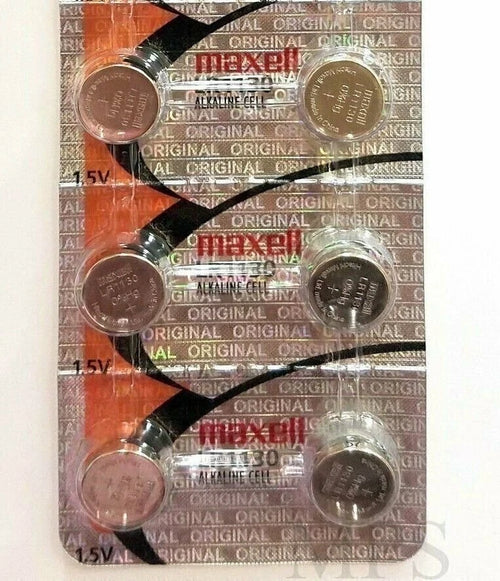 (6 piece) LR1130 Maxell 189 389 LR54 SR1130SW AG10 New Alkaline Battery