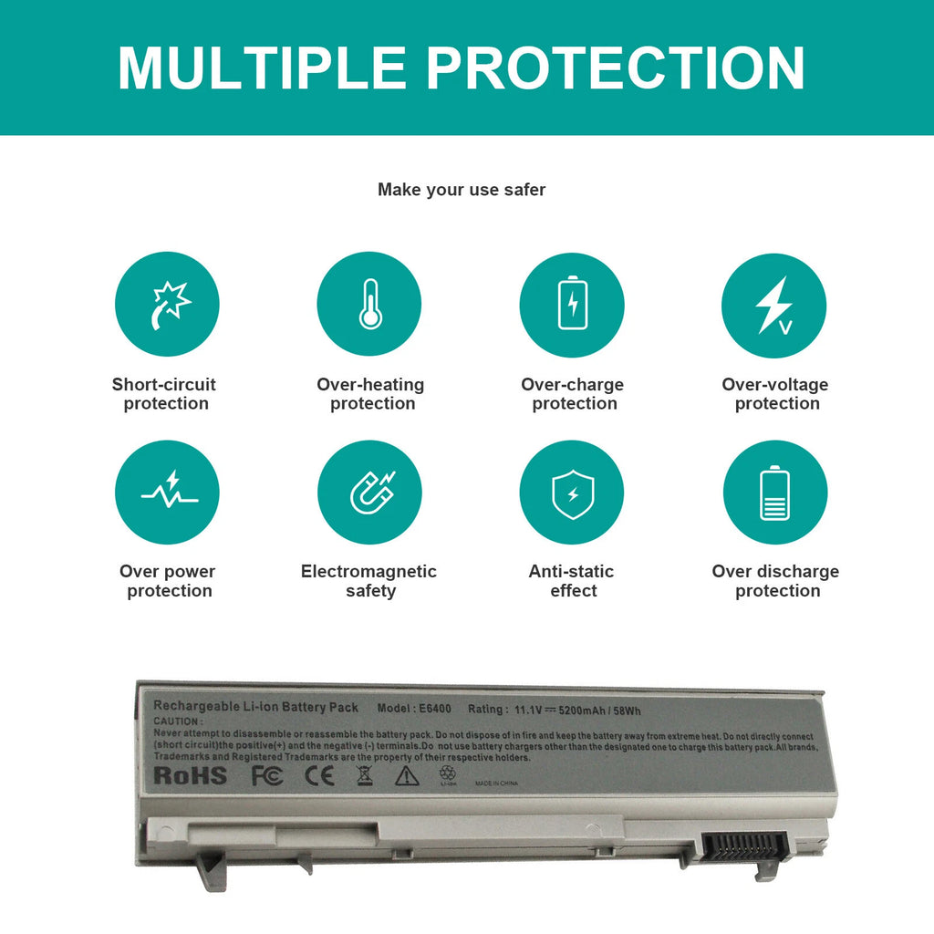 5200mAh Battery For Dell Latitude E6400 E6410 E6500 E6510 PT434 W1193 M4400