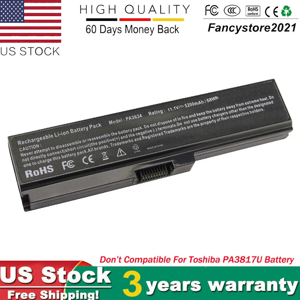 6 Cells Laptop Battery For Toshiba PA3634U-1BRS PA3634U-1BAS PA3635U-1BRS