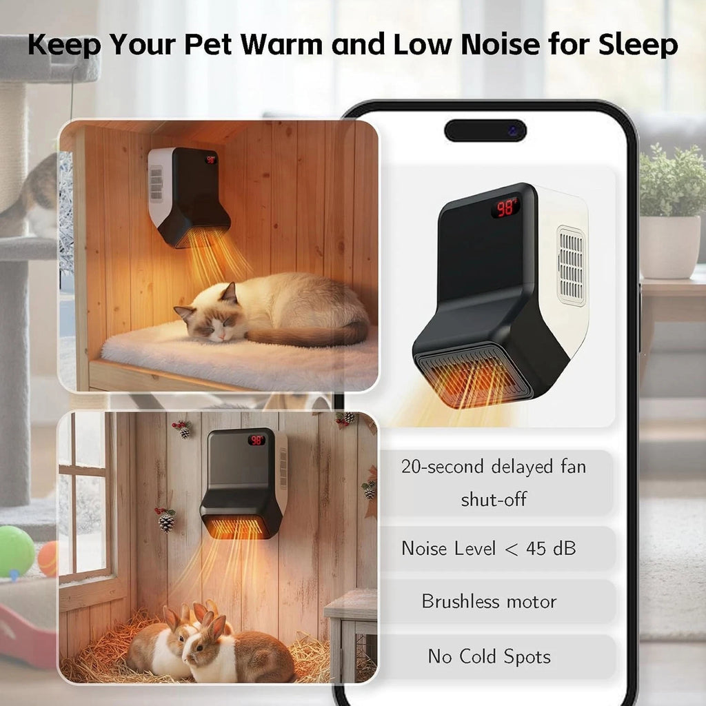 Portable Electric Space Dog Pet House Heater with Thermostat Anti-Bite Wire Wall