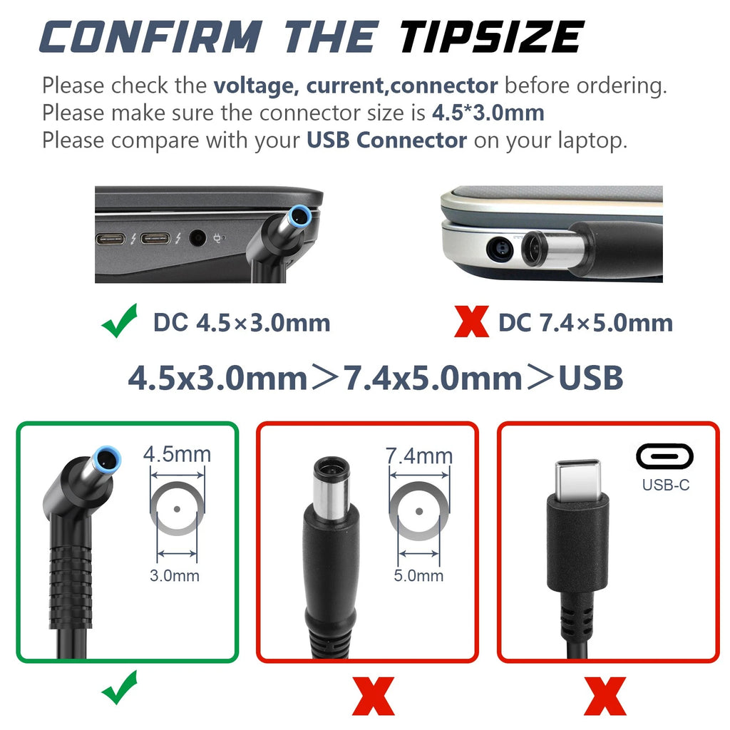 LOT 45W 19.5V 2.31A AC Adapter Charger For HP Laptop Power Supply Cord 4.5*3.0mm