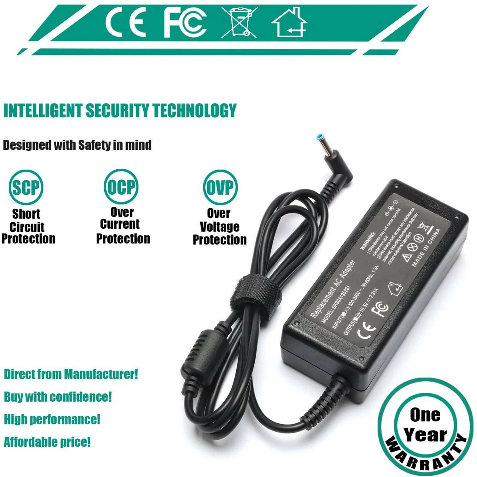 For HP Laptop Charger AC Power Adapter 740015-002 741727-001 19.5V 2.31A 45W