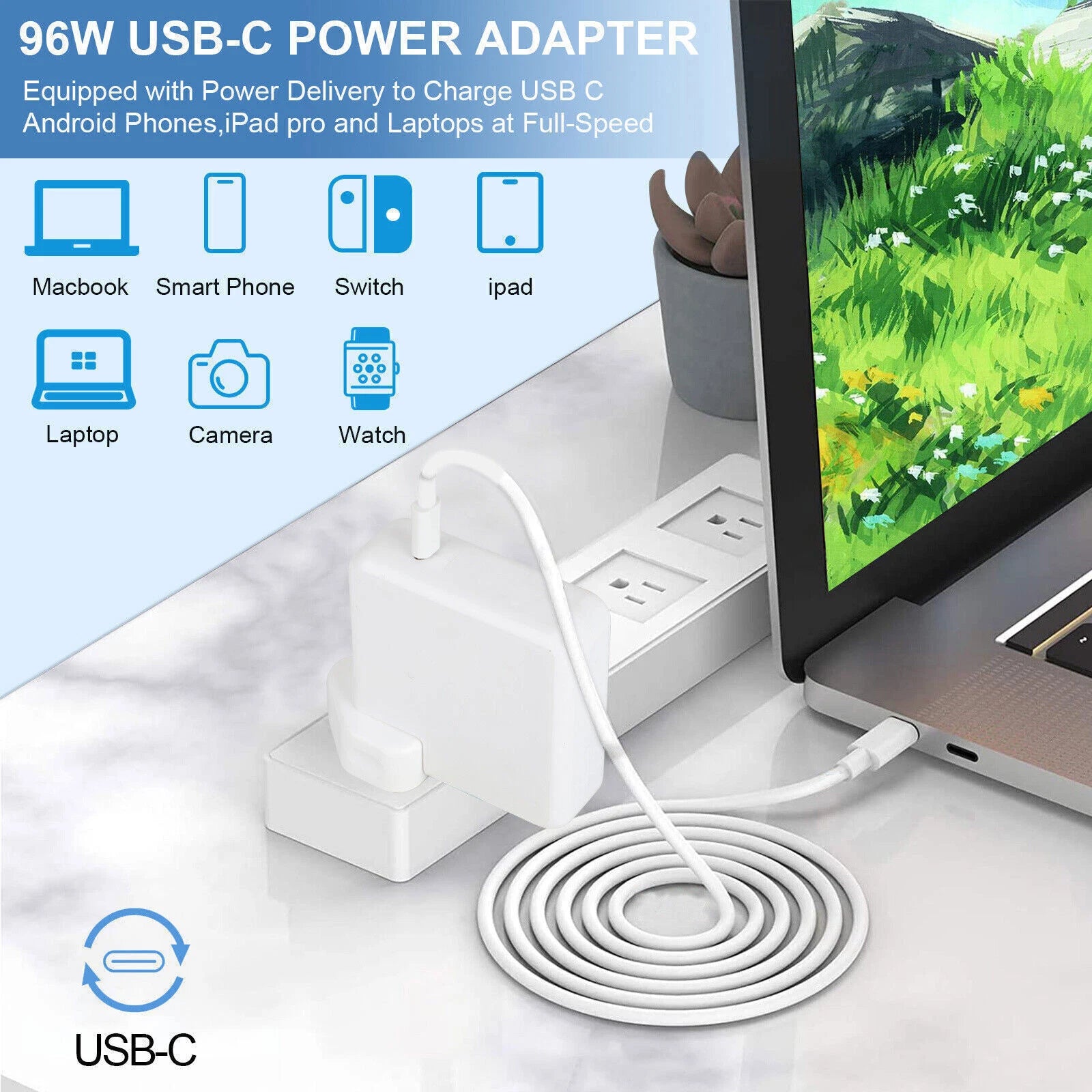 LOT OF 96W USB-C to C Power Adapter Charger For MacBook Pro 16" +Cable A2166