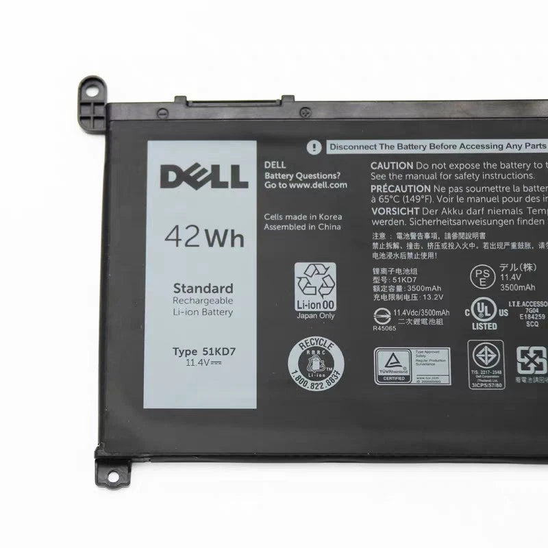 Genuine Dell Chromebook 3100 3180 3189 5190 3181 42wh Battery 51KD7 YWD3C OEM