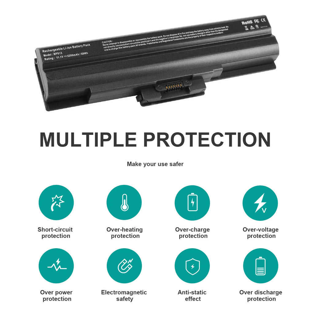 5200mAh Battery for Sony VGP-BPS13B VGP-BPS21 PCG-61411L VGN-AW CW BZ CS VPC-F