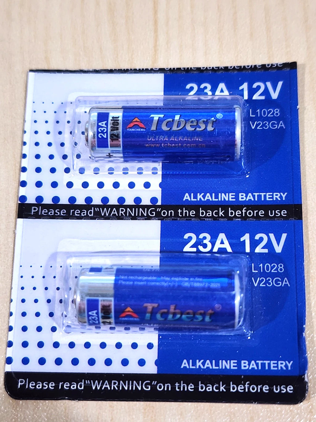 2 x Tcbest 23A A23 12v Alkaline Battery MN21 MN23 L1028 23A 23GA