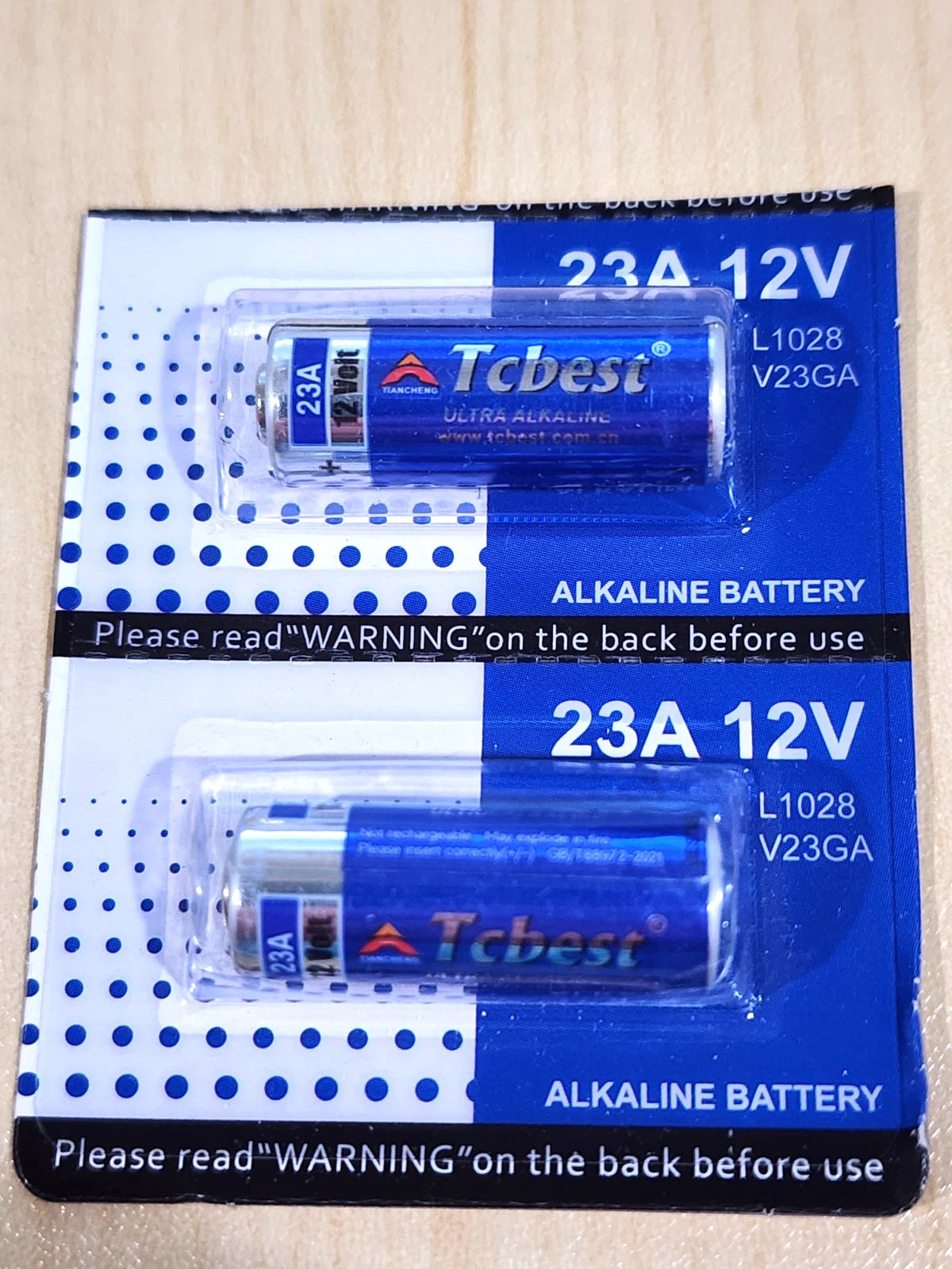 2 x Tcbest 23A A23 12v Alkaline Battery MN21 MN23 L1028 23A 23GA