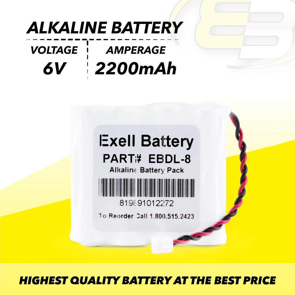 Exell Battery EBDL-8 Replacement Battery For Saflok 28110 884952 A28110 DL-8