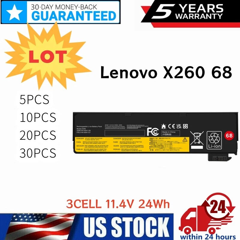 LOT 30x 68 Battery For Lenovo Thinkpad X260 X240T440 T450 T450S T460 L450 L460