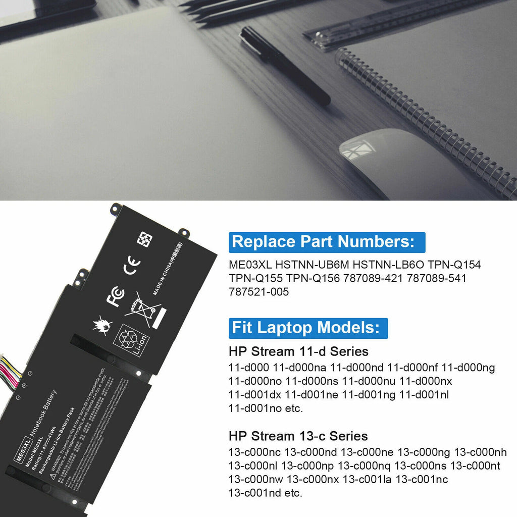 ME03XL Battery For HP Stream 11-d010nr 11-d010wm Ultrabook 787521-005 787089-421