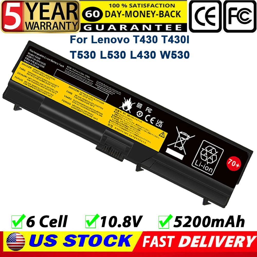 Replace 57Wh T430 Battery for Lenovo ThinkPad T530 W530 L430 45N1000 45N1001 New