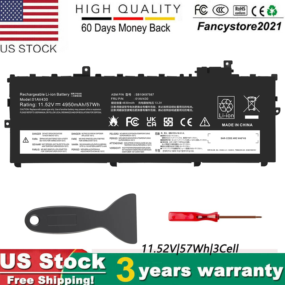01AV430 SB10K97587 Battery for Lenovo ThinkPad X1 Carbon 5th 6th Gen 2017 2018