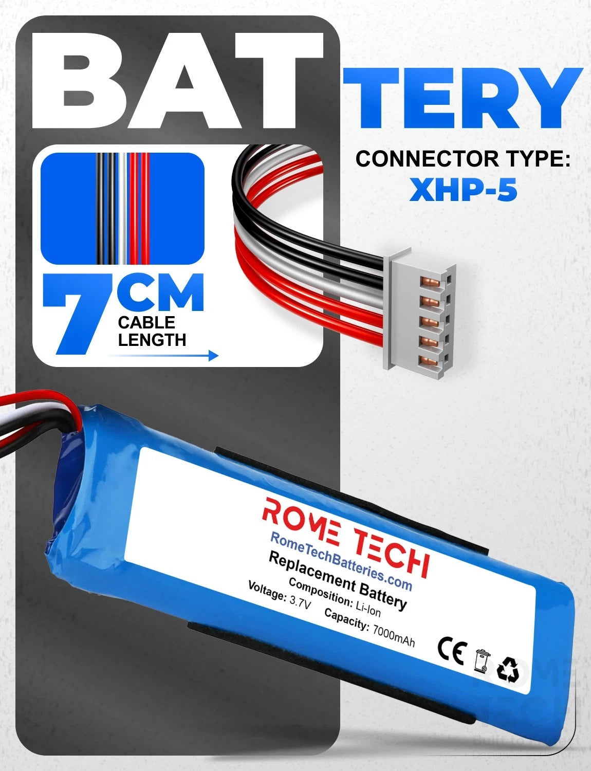 Battery for JBL Charge 3 3.7V 7000mAh with Spudger & Screwdriver Included