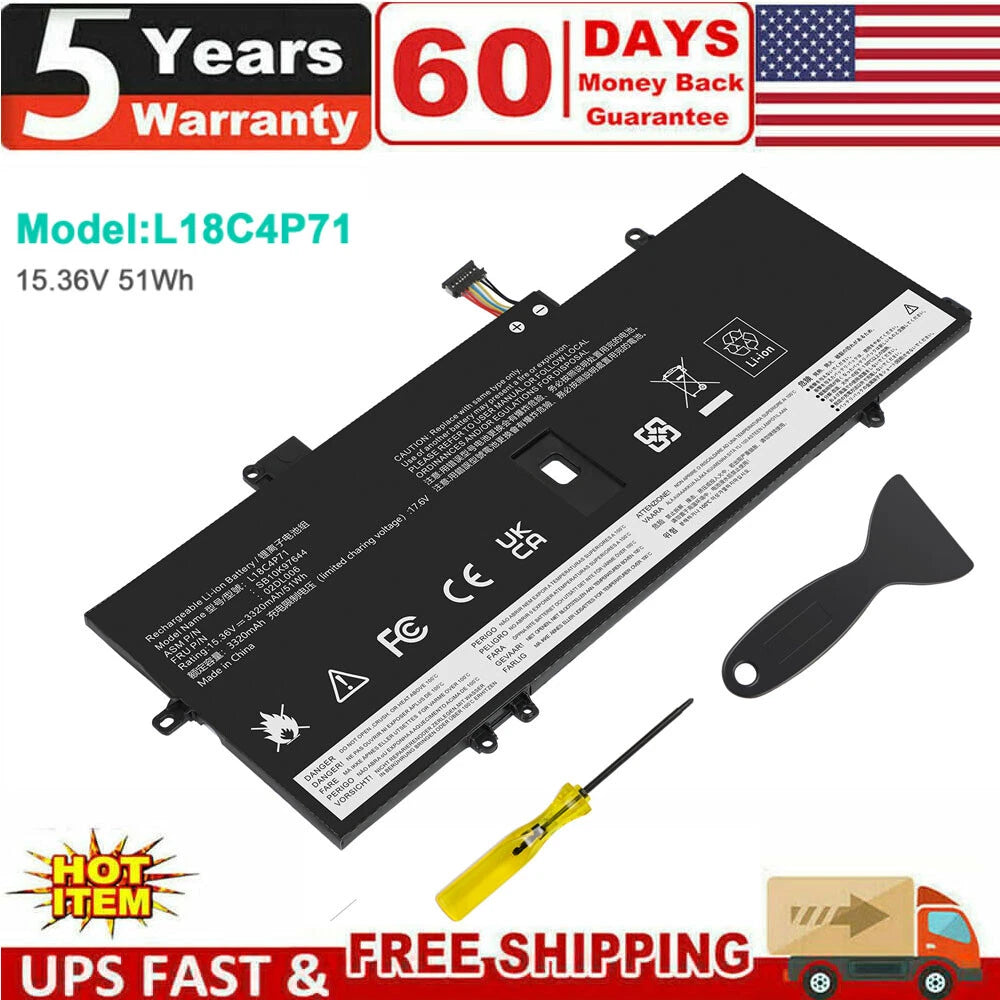 L18C4P71 L18L4P71 Battery For Lenovo ThinkPad X1 Yoga 4th 5th Gen Carbon 7th 8th