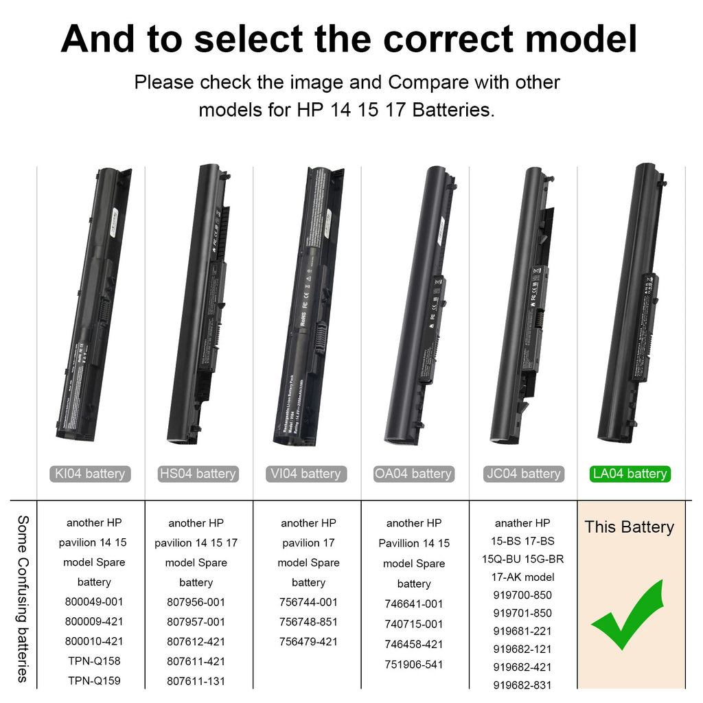 LA04 Battery For HP 728460-001 776622-001 752237-001 15-1272wm 15-F010DX 41Wh