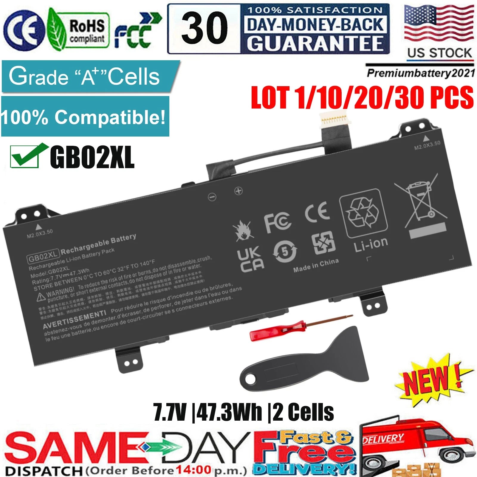 ?LOT GB02XL Battery for HP CHROMEBOOK X360 11 G2 EE HSTNN-DB7X HSTNN-IB8W GBO2XL