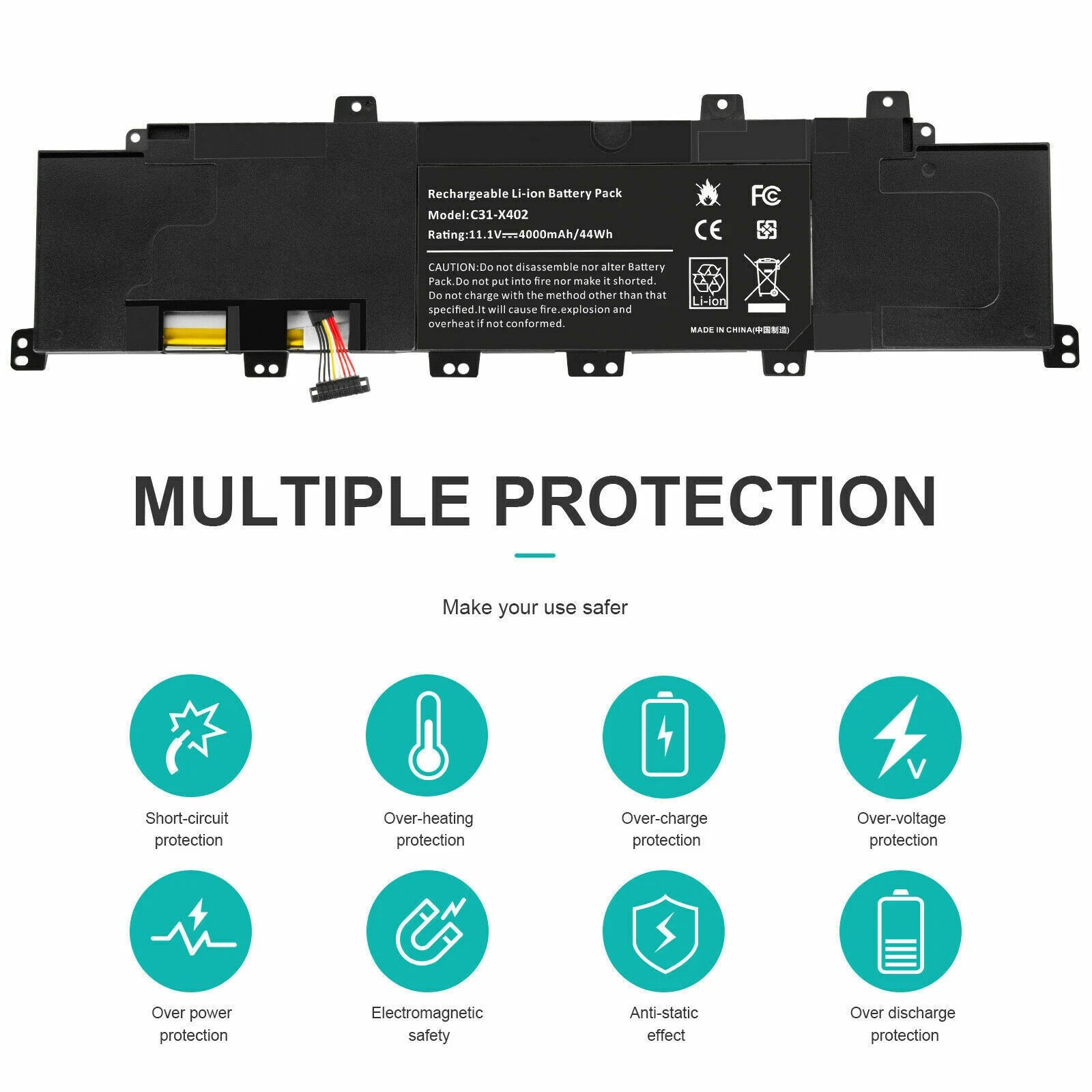 C31-X402 Battery for Asus VivoBook S300C S300CA S300E S400 S400C S400CA 44Wh
