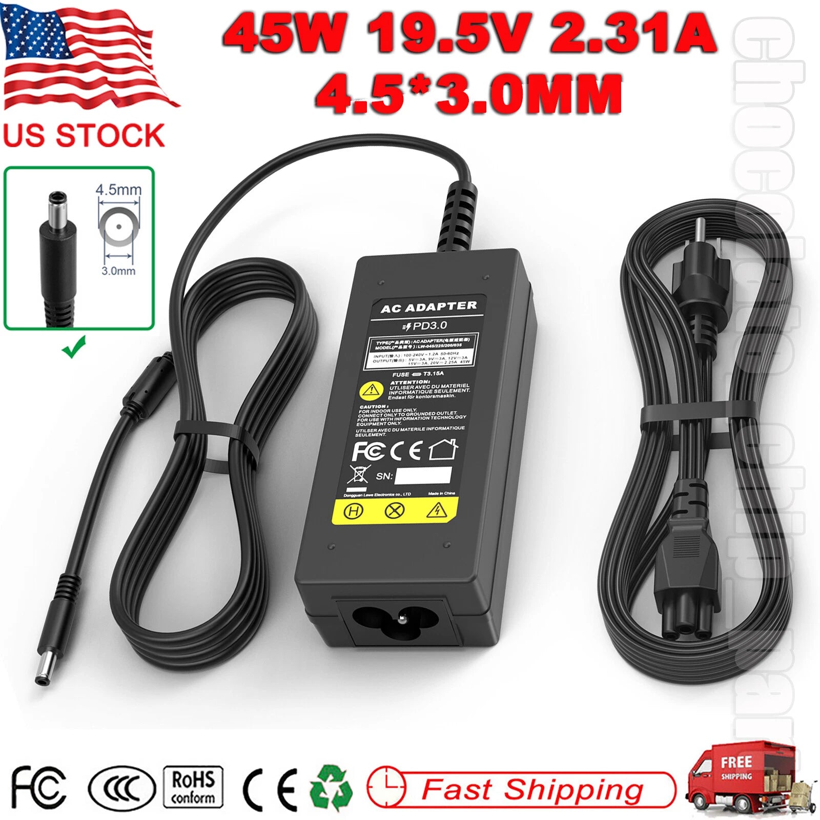 45W AC Adapter Charger For Dell Inspiron 13 11 3195 P31T001 2-in-1 15 3583 3580