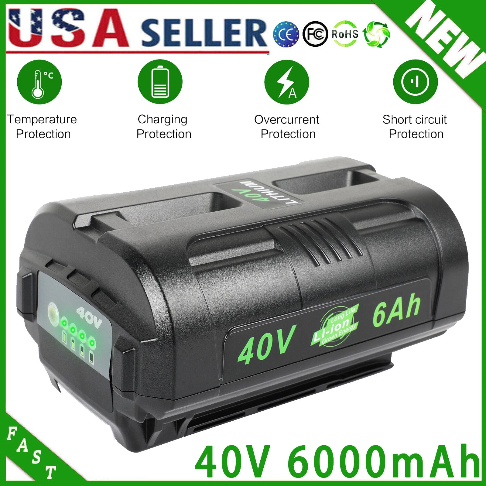 40V 6.0Ah Battery For Ryobi 40 Volt Lithium OP4060 OP4030 OP4050 OP40602 OP40261