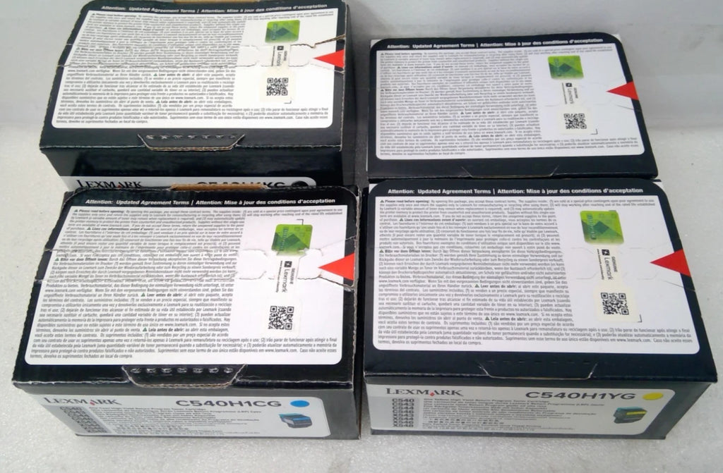 NEW Lexmark C540 C540H1KG, C540H4YG, C540H1CG, C540H1MG CMYK Toner Set