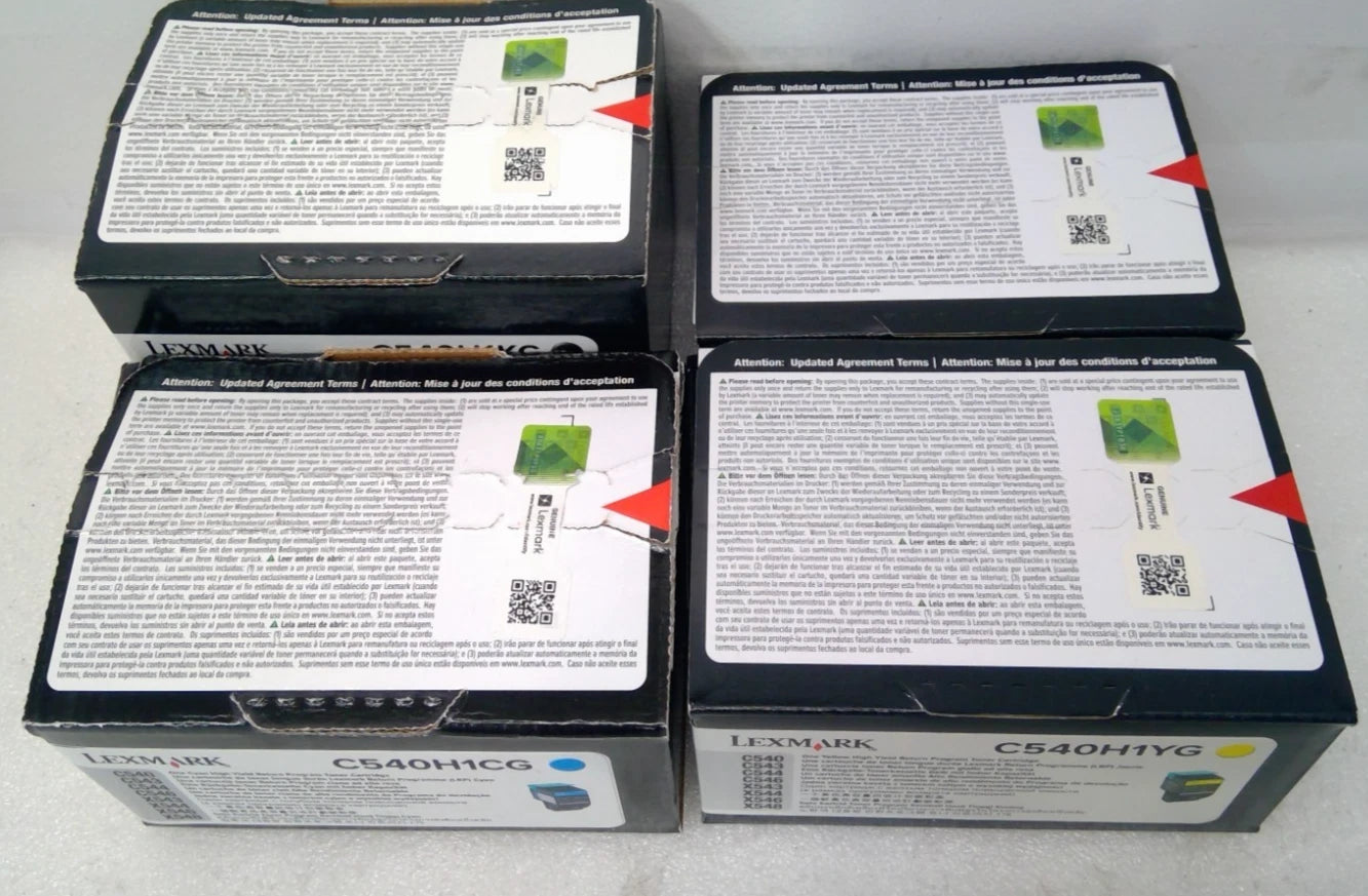 NEW Lexmark C540 C540H1KG, C540H4YG, C540H1CG, C540H1MG CMYK Toner Set