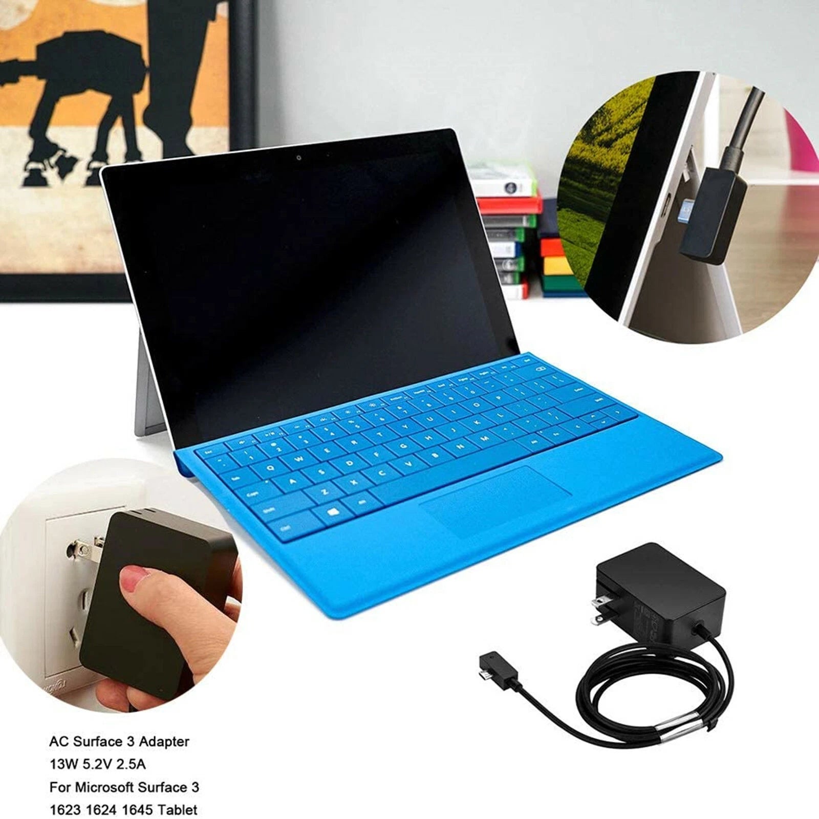 For Surface 3 Model 1623 1624 1657 Tablet USB Charging Cable Adapter Charger 13W