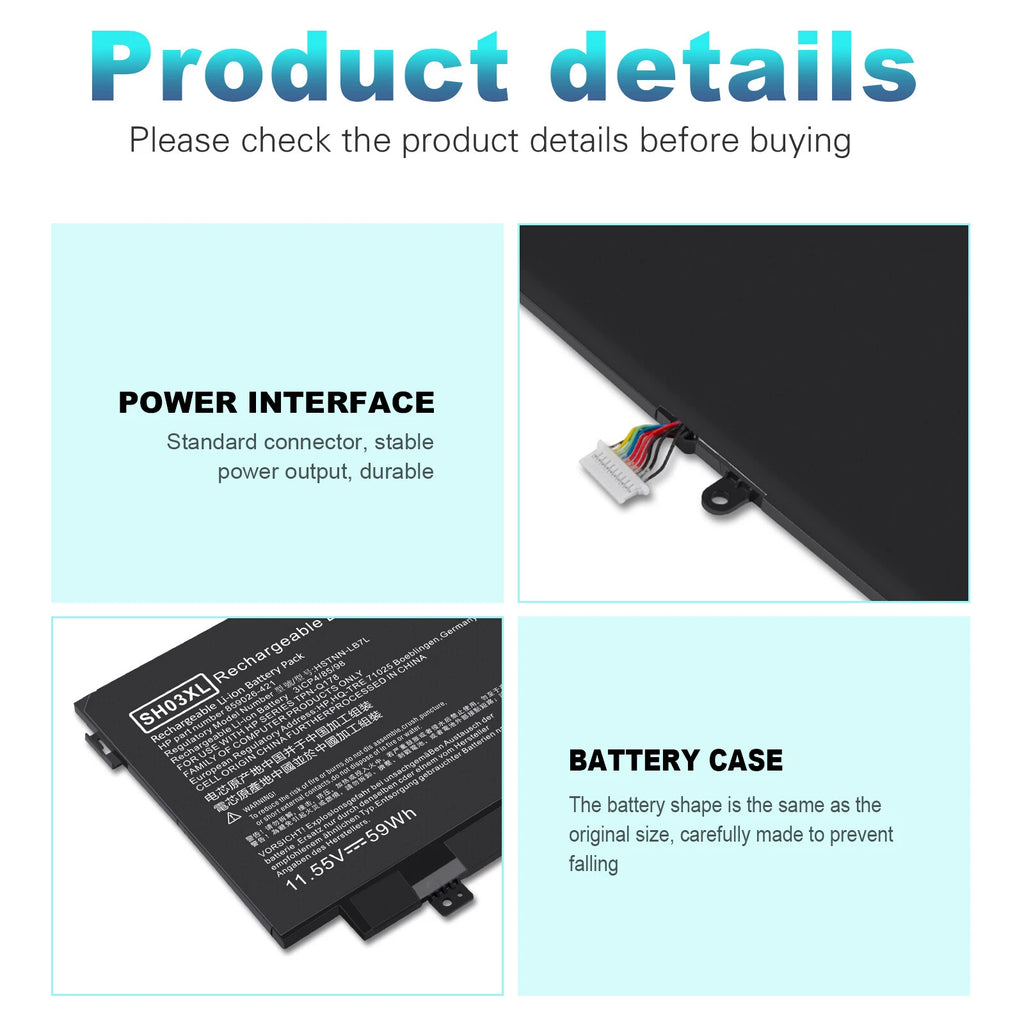 Battery SH03XL For HP Spectre X360 13-AC033DX 859026-421 859356-855 CN03XL 59Wh