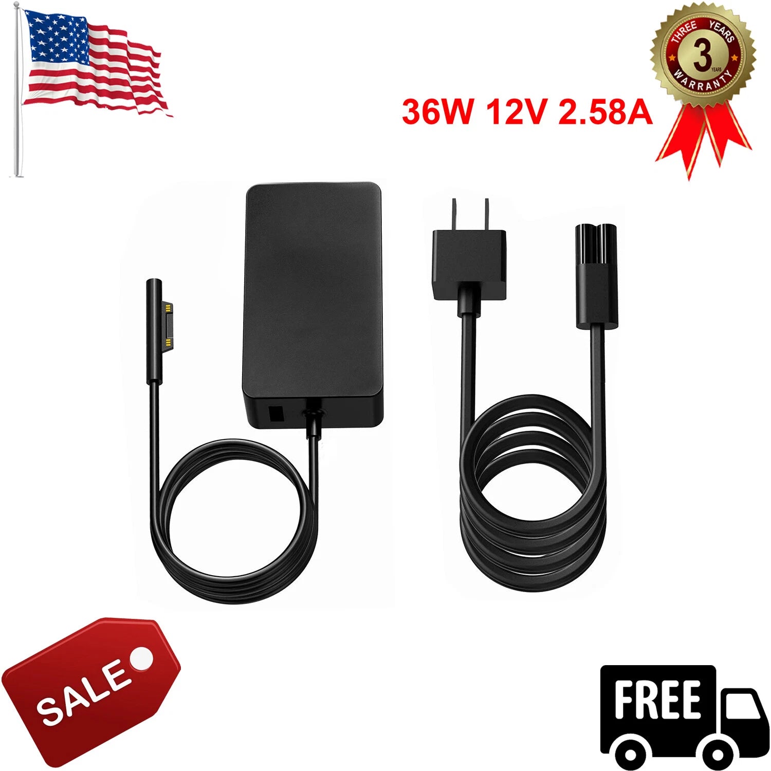 For Microsoft Surface Pro 4 i5 i7 / 3 Power Adapter Charger 1625 36W Tablet US